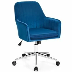 Costway Velvet Accent Office Armchair Adjustable Swivel Removable Cushion PinkBlueGrey -Living Room Chairs store unnamed file 5956