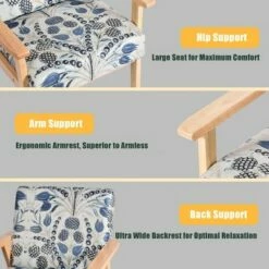 Costway Modern Accent Armchair Upholstered Lounge Chair w/Rubber Wood Leg Yellow Blue Floral -Living Room Chairs store unnamed file 5965