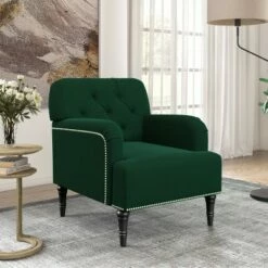 Kibby Diamond Button Tufted Armchair Velvet - Handy Living Fawn Gray -Living Room Chairs store unnamed file 6003