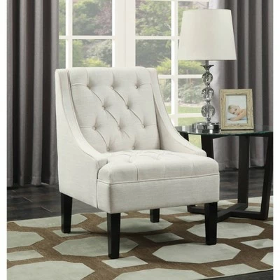 Button Tufted Accent Chair Avanti Powder White - HomeFare 3 Button Tufted Accent Chair Avanti Powder White - HomeFare