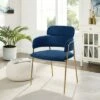 Metal Frame Velvet Accent Chair Blue - HomeFare -Living Room Chairs store unnamed file 6054
