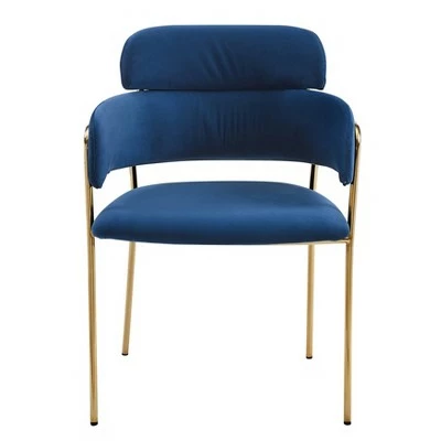Metal Frame Velvet Accent Chair Blue - HomeFare 4 Metal Frame Velvet Accent Chair Blue - HomeFare - Image 2