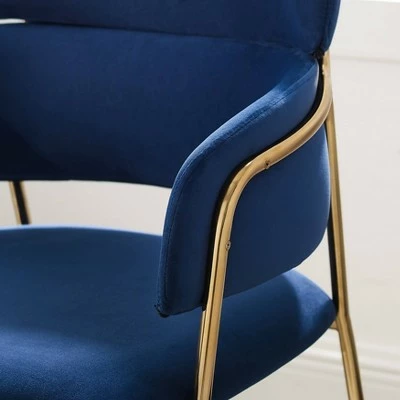 Metal Frame Velvet Accent Chair Blue - HomeFare 6 Metal Frame Velvet Accent Chair Blue - HomeFare - Image 4