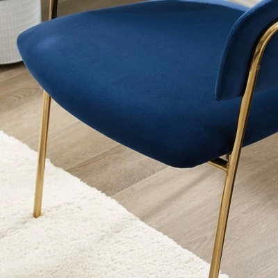 Metal Frame Velvet Accent Chair Blue - HomeFare 7 Metal Frame Velvet Accent Chair Blue - HomeFare - Image 5