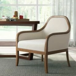 Farmhouse Style Accent Chair Beige - HomeFare -Living Room Chairs store unnamed file 6070