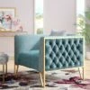 Vector Velvet Accent Chair - Manhattan Comfort Ocean Blue