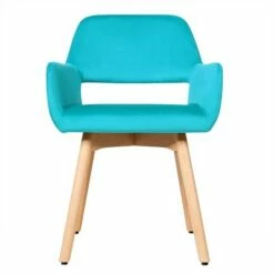 Costway Set of 4 Modern Accent Armchairs Velvet Fabric Leisure Chairs Club Guest Blue -Living Room Chairs store unnamed file 6117