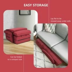 Costway Folding Floor Armchair w/ 6-position Adjustable Back & Lumbar Pillow RedGrey -Living Room Chairs store unnamed file 6165