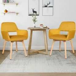 Costway Set of 4 Modern Accent Armchairs Velvet Fabric Leisure Chairs Club Guest Yellow 13 Costway Set of 4 Modern Accent Armchairs Velvet Fabric Leisure Chairs Club Guest Yellow -Living Room Chairs store unnamed file 6239
