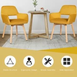 Costway Set of 4 Modern Accent Armchairs Velvet Fabric Leisure Chairs Club Guest Yellow 14 Costway Set of 4 Modern Accent Armchairs Velvet Fabric Leisure Chairs Club Guest Yellow -Living Room Chairs store unnamed file 6240