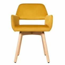 Costway Set of 4 Modern Accent Armchairs Velvet Fabric Leisure Chairs Club Guest Yellow 17 Costway Set of 4 Modern Accent Armchairs Velvet Fabric Leisure Chairs Club Guest Yellow -Living Room Chairs store unnamed file 6243