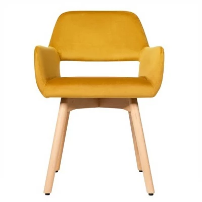 Costway Set of 4 Modern Accent Armchairs Velvet Fabric Leisure Chairs Club Guest Yellow 9 Costway Set of 4 Modern Accent Armchairs Velvet Fabric Leisure Chairs Club Guest Yellow - Image 7