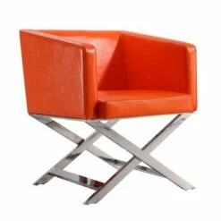 Set of 2 Hollywood Faux Leather Lounge Accent Chairs Orange - Manhattan Comfort