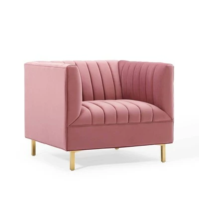 Shift Channel Tufted Performance Velvet Armchair - Modway Dusty Rose 3 Shift Channel Tufted Performance Velvet Armchair - Modway Dusty Rose