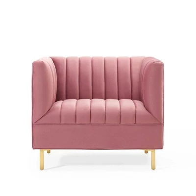 Shift Channel Tufted Performance Velvet Armchair - Modway Dusty Rose 6 Shift Channel Tufted Performance Velvet Armchair - Modway Dusty Rose - Image 4