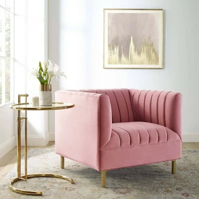 Shift Channel Tufted Performance Velvet Armchair - Modway Dusty Rose 8 Shift Channel Tufted Performance Velvet Armchair - Modway Dusty Rose - Image 6