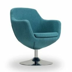 Set of 2 Caisson Twill Swivel Accent Chairs Blue - Manhattan Comfort