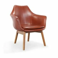 Set of 2 Cronkite Faux Leather Accent Chairs Brown - Manhattan Comfort