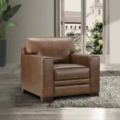 Blake Top Grain Leather Chair Brown - Abbyson Living