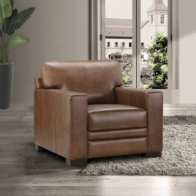 Blake Top Grain Leather Chair Brown - Abbyson Living 3 Blake Top Grain Leather Chair Brown - Abbyson Living