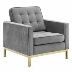 Loft Gold Stainless Steel Performance Velvet Armchair - Modway Gold/navy
