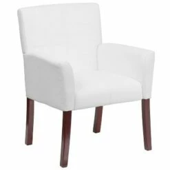 Executive Side Leather Chair Mahogany Legs - Flash Furniture White -Living Room Chairs store unnamed file 6466