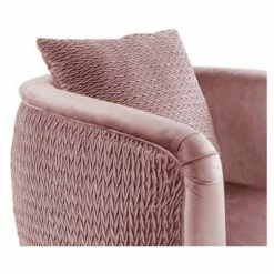 Simple Relax Velvet Barrel Accent Chair with Metal Legs in Pink -Living Room Chairs store unnamed file 6491