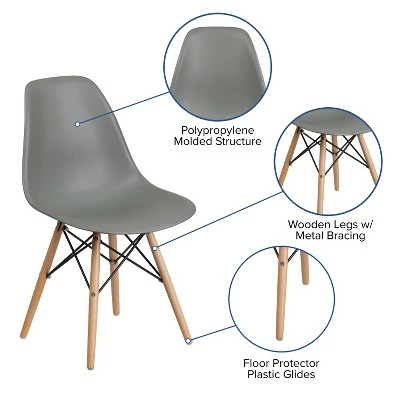 Flash Furniture Elon Series Plastic Chair with Wooden Legs 4 Flash Furniture Elon Series Plastic Chair with Wooden Legs - Image 2
