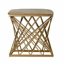 Stonmor Square Upholstered Stool Gray/Gold - Aiden Lane 11 Stonmor Square Upholstered Stool Gray/Gold - Aiden Lane -Living Room Chairs store unnamed file 66
