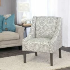 Modern Swoop Accent Armchair - HomePop Dove Gray Stripe -Living Room Chairs store unnamed file 661
