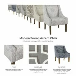 Modern Swoop Accent Armchair - HomePop Dove Gray Stripe -Living Room Chairs store unnamed file 663