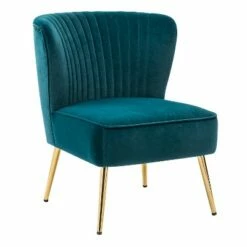 Quentin Velvet Accent Side Chair with Golden Metal Base | Karat Home -Living Room Chairs store unnamed file 6734