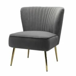 Quentin Velvet Accent Side Chair with Golden Metal Base | Karat Home -Living Room Chairs store unnamed file 6738