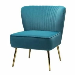 Quentin Velvet Accent Side Chair with Golden Metal Base | Karat Home -Living Room Chairs store unnamed file 6740