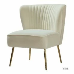 Quentin Velvet Accent Side Chair with Golden Metal Base | Karat Home -Living Room Chairs store unnamed file 6741