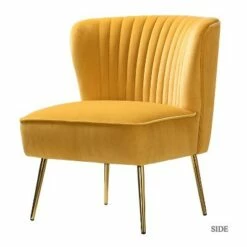 Quentin Velvet Accent Side Chair with Golden Metal Base | Karat Home -Living Room Chairs store unnamed file 6744