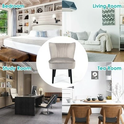 Costway Set of 2 Armless Accent Chair Upholstered Leisure Chair Single Sofa TurquoiseStone Grey Dark Grey 6 Costway Set of 2 Armless Accent Chair Upholstered Leisure Chair Single Sofa TurquoiseStone Grey Dark Grey - Image 4