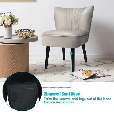 Costway Set of 2 Armless Accent Chair Upholstered Leisure Chair Single Sofa TurquoiseStone Grey Dark Grey 8 Costway Set of 2 Armless Accent Chair Upholstered Leisure Chair Single Sofa TurquoiseStone Grey Dark Grey - Image 6