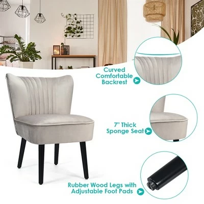 Costway Set of 2 Armless Accent Chair Upholstered Leisure Chair Single Sofa TurquoiseStone Grey Dark Grey 9 Costway Set of 2 Armless Accent Chair Upholstered Leisure Chair Single Sofa TurquoiseStone Grey Dark Grey - Image 7