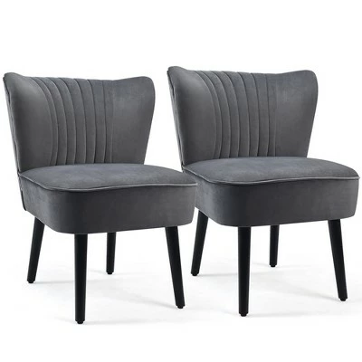 Costway Set of 2 Armless Accent Chair Upholstered Leisure Chair Single Sofa TurquoiseStone Grey Dark Grey 13 Costway Set of 2 Armless Accent Chair Upholstered Leisure Chair Single Sofa TurquoiseStone Grey Dark Grey - Image 11