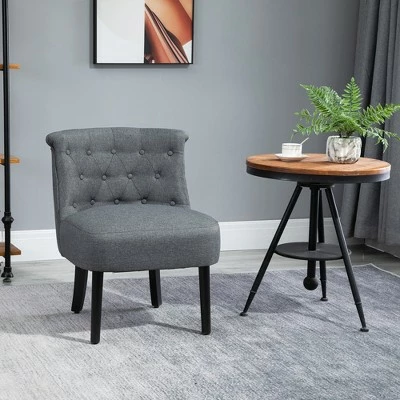 HomCom Modern Mid-Back Button-Tufted Accent Armless Chair 3 HomCom Modern Mid-Back Button-Tufted Accent Armless Chair