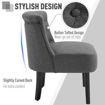 HomCom Modern Mid-Back Button-Tufted Accent Armless Chair 4 HomCom Modern Mid-Back Button-Tufted Accent Armless Chair - Image 2