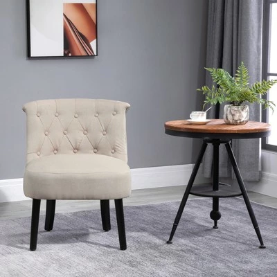 HomCom Modern Mid-Back Button-Tufted Accent Armless Chair 11 HomCom Modern Mid-Back Button-Tufted Accent Armless Chair - Image 9