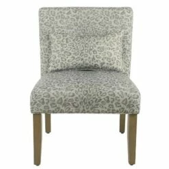 Parker Accent Chair with Pillow - HomePop Gray Cheetah -Living Room Chairs store unnamed file 6830