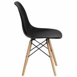 Elon Series Plastic Chair with Wooden Legs - Riverstone Furniture Collection Orange