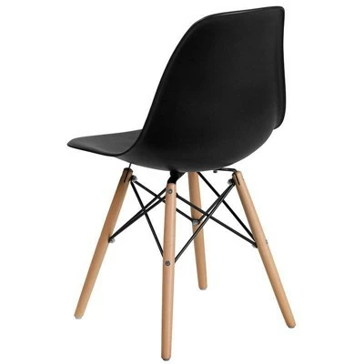 Elon Series Plastic Chair with Wooden Legs - Riverstone Furniture Collection Orange 4 Elon Series Plastic Chair with Wooden Legs - Riverstone Furniture Collection Orange - Image 2