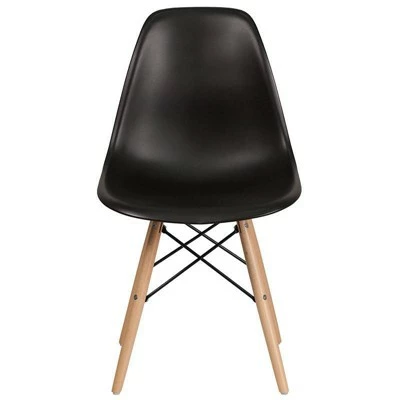 Elon Series Plastic Chair with Wooden Legs - Riverstone Furniture Collection Orange 5 Elon Series Plastic Chair with Wooden Legs - Riverstone Furniture Collection Orange - Image 3