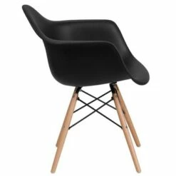Alonza Series Plastic Chair with Arms and Wooden Legs - Riverstone Furniture Collection White