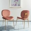 Set of 2 Jordana Round Side Chair Dusty Rose/Gold - Safavieh