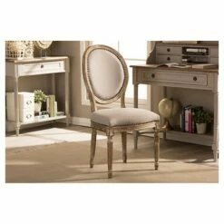 Clairette Wood Traditional French Accent Chair Beige - Baxton Studio -Living Room Chairs store unnamed file 6999
